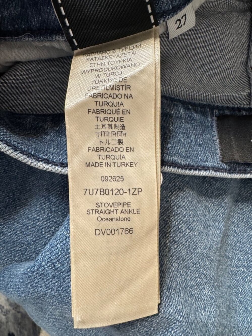 7 For All Man Kind Size 27 Stovepipe Straight Ankle Oceanstone NWT $228 Wide Leg - Picture 16 of 16